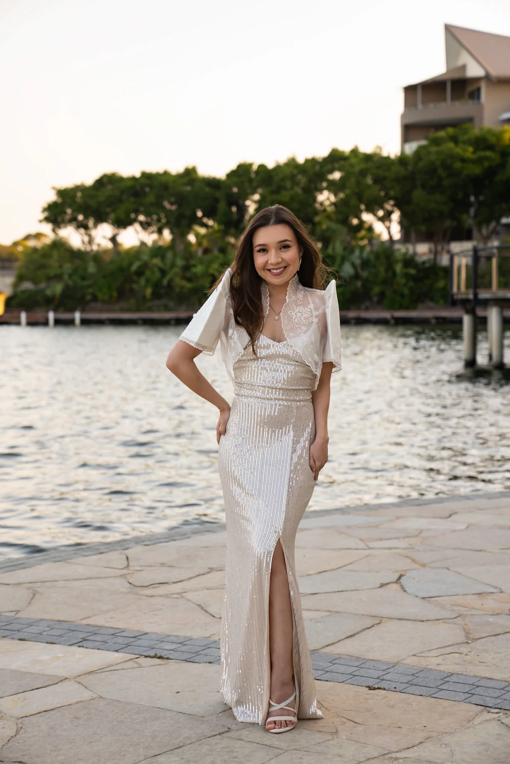 'Kim' Sequin Prom & Formal Dress (Champagne) - Image 8