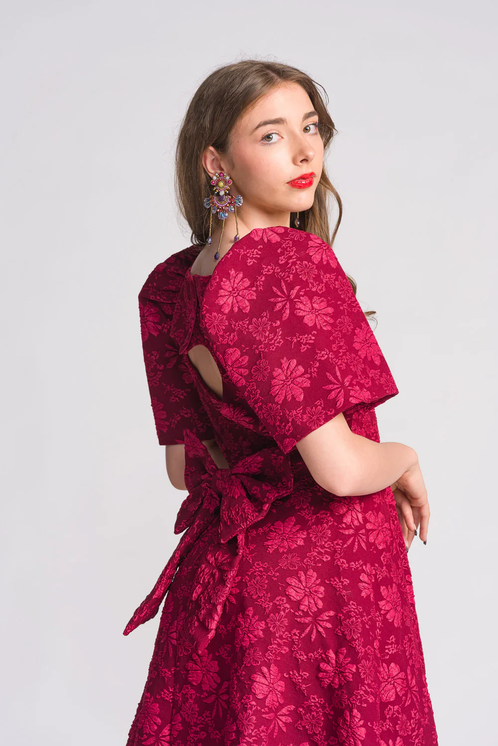 'Love' Midi Filipiniana Dress (Rose Red) - Image 10