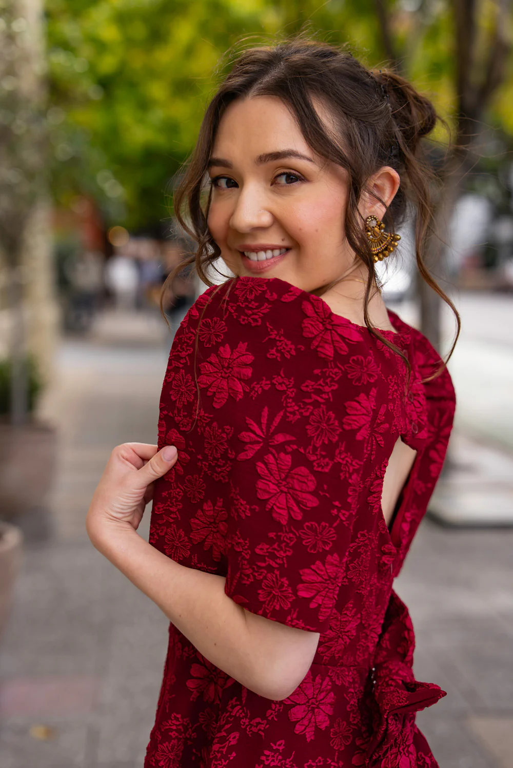 'Love' Midi Filipiniana Dress (Rose Red) - Image 20