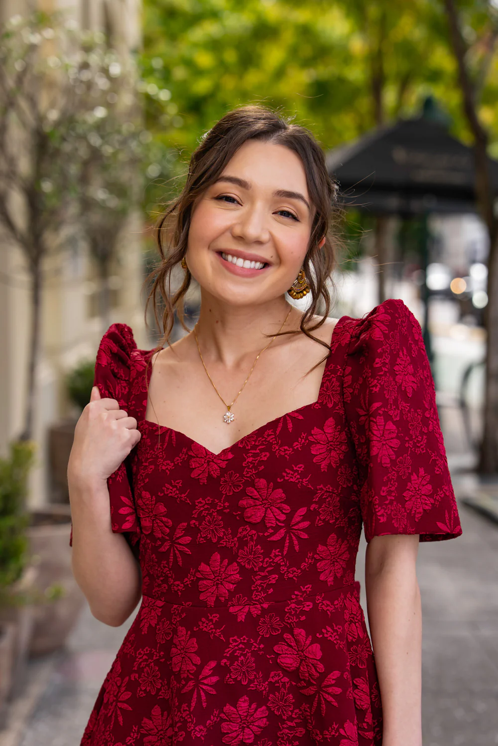 'Love' Midi Filipiniana Dress (Rose Red) - Image 21