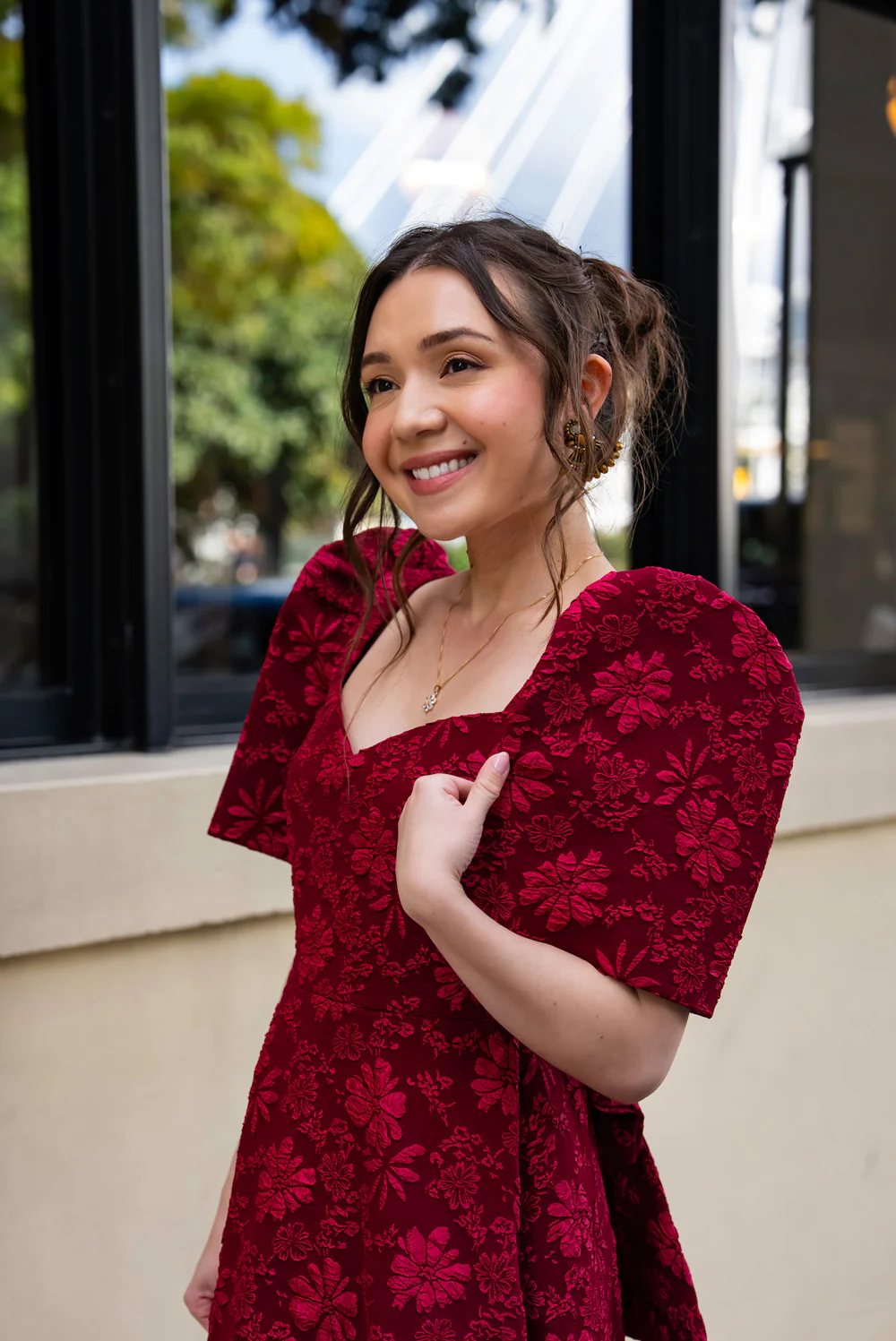 'Love' Midi Filipiniana Dress (Rose Red) - Image 22