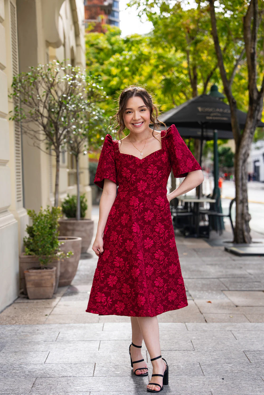 'Love' Midi Filipiniana Dress (Rose Red) - Image 24