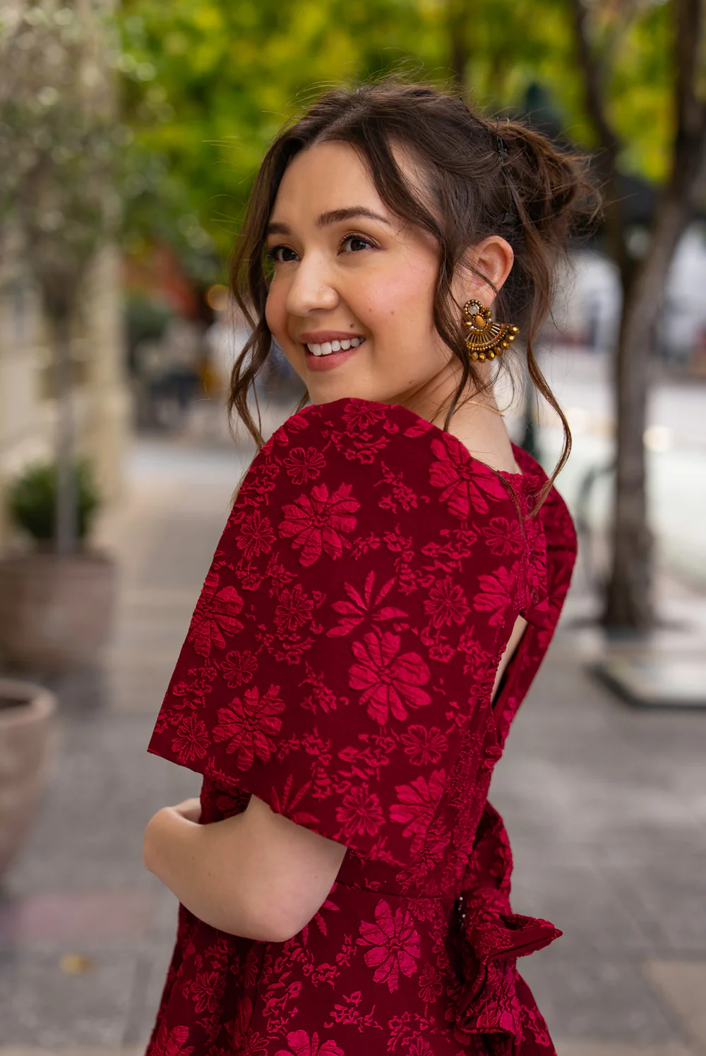 'Love' Midi Filipiniana Dress (Rose Red) - Image 26