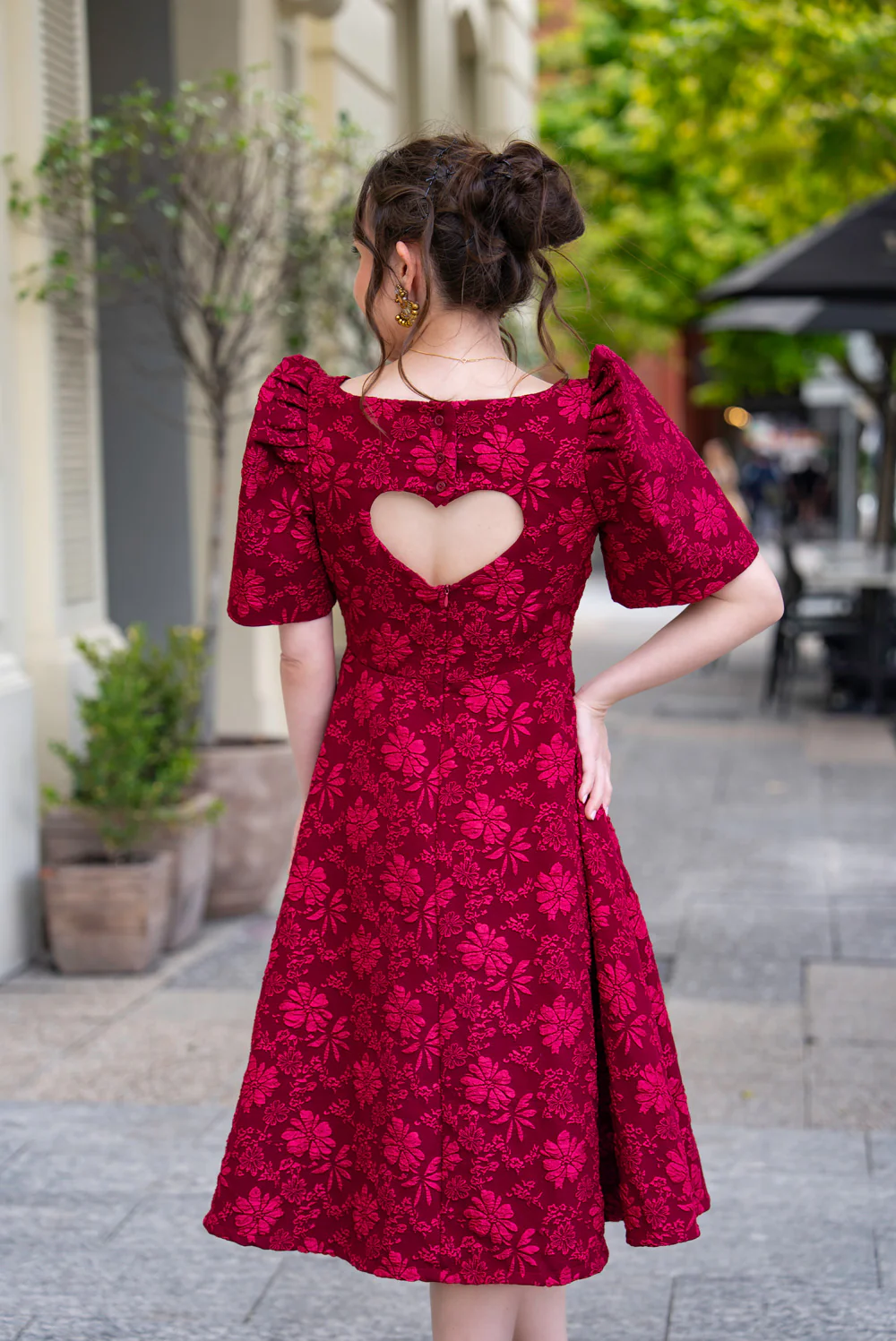 'Love' Midi Filipiniana Dress (Rose Red) - Image 28