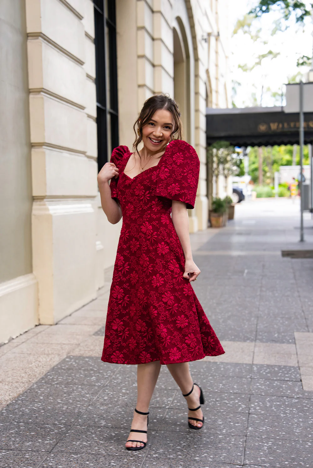 'Love' Midi Filipiniana Dress (Rose Red) - Image 6
