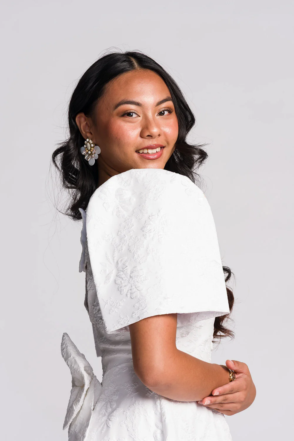 'Love' Midi Filipiniana Dress (Snow White) - Image 3