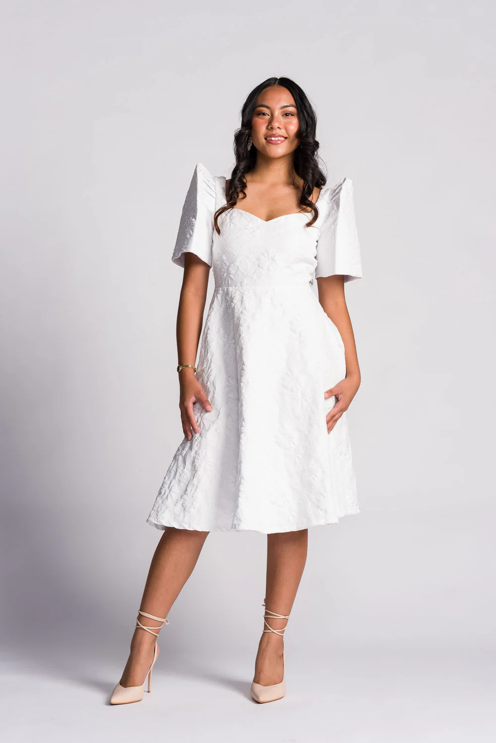 'Love' Midi Filipiniana Dress (Snow White) - Image 5