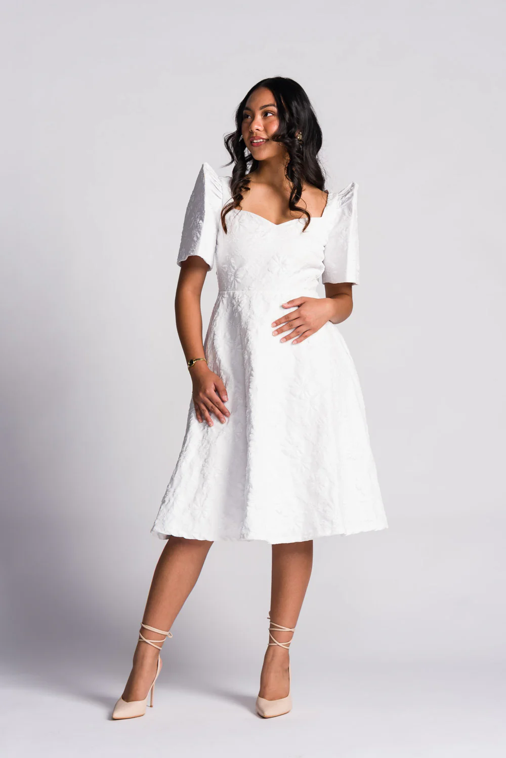 'Love' Midi Filipiniana Dress (Snow White) - Image 7