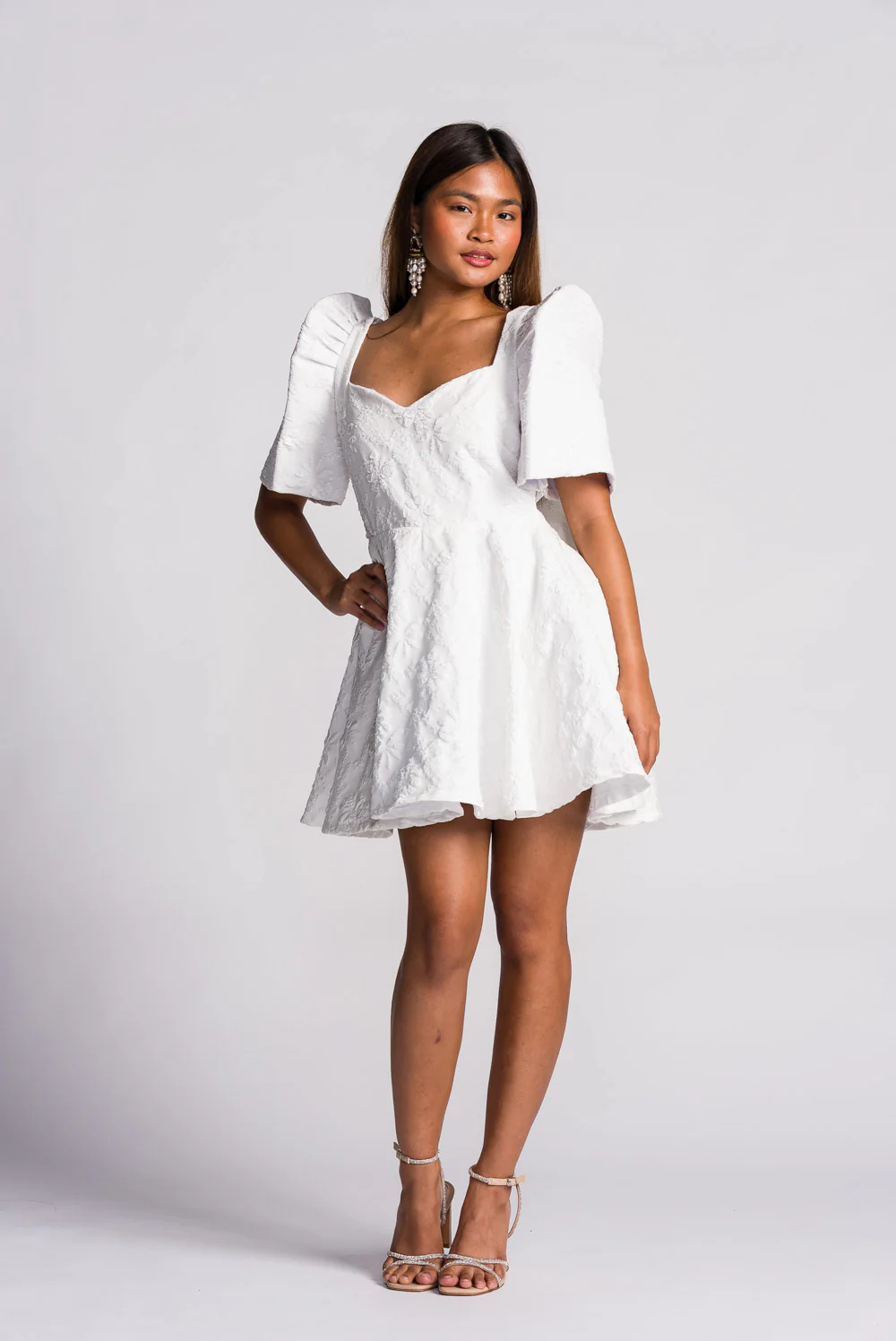 'Love' Mini Filipiniana Dress (Snow White) - Image 11