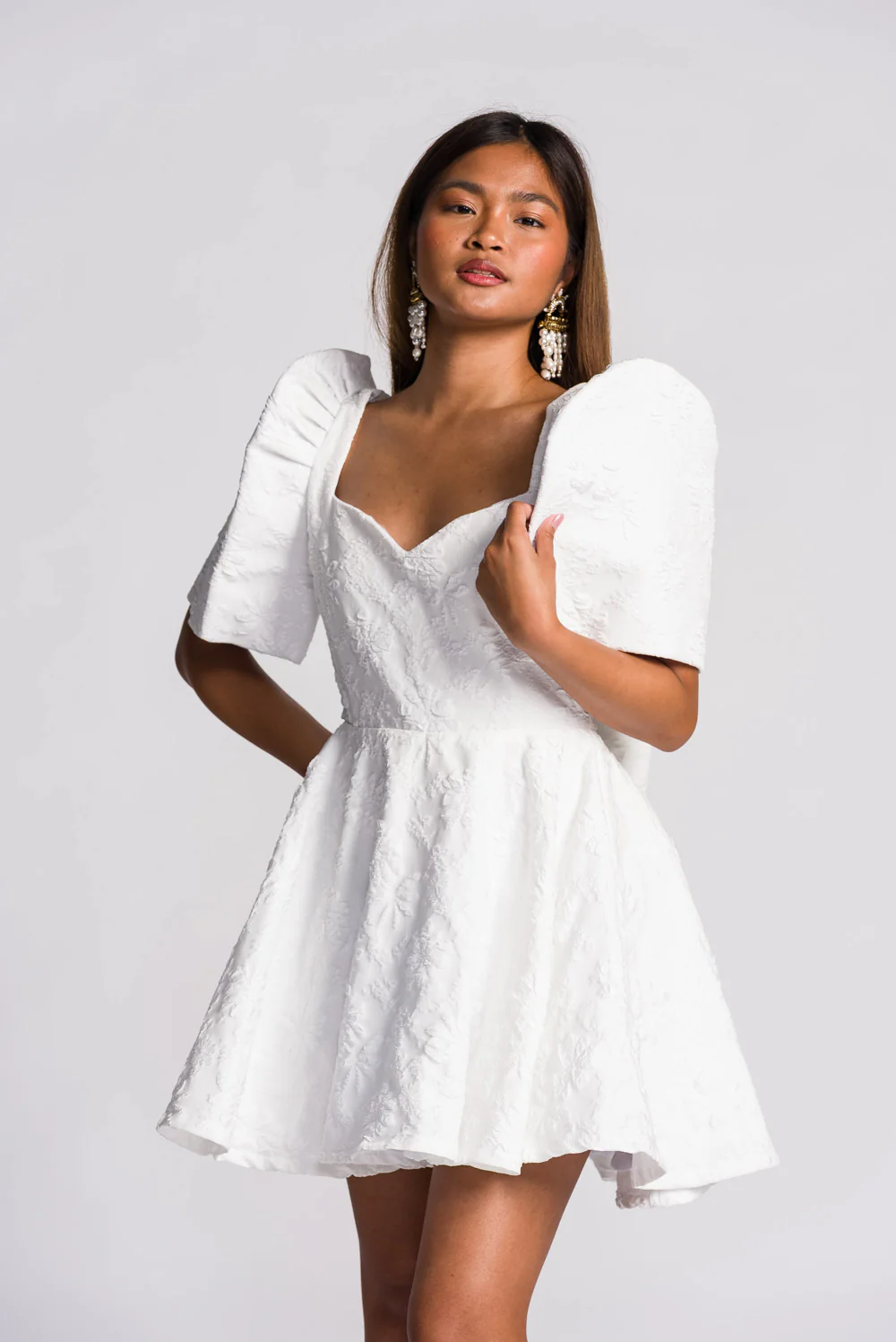 'Love' Mini Filipiniana Dress (Snow White) - Image 9