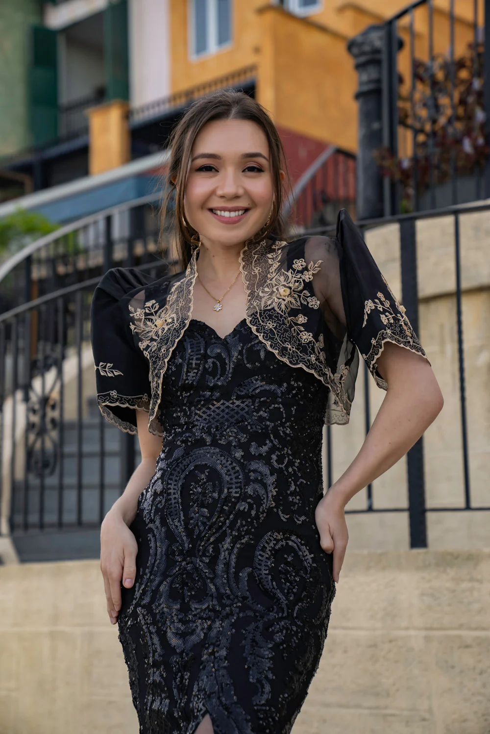 'Luisa' Bolero Filipiniana Sleeves (Black) - Image 13