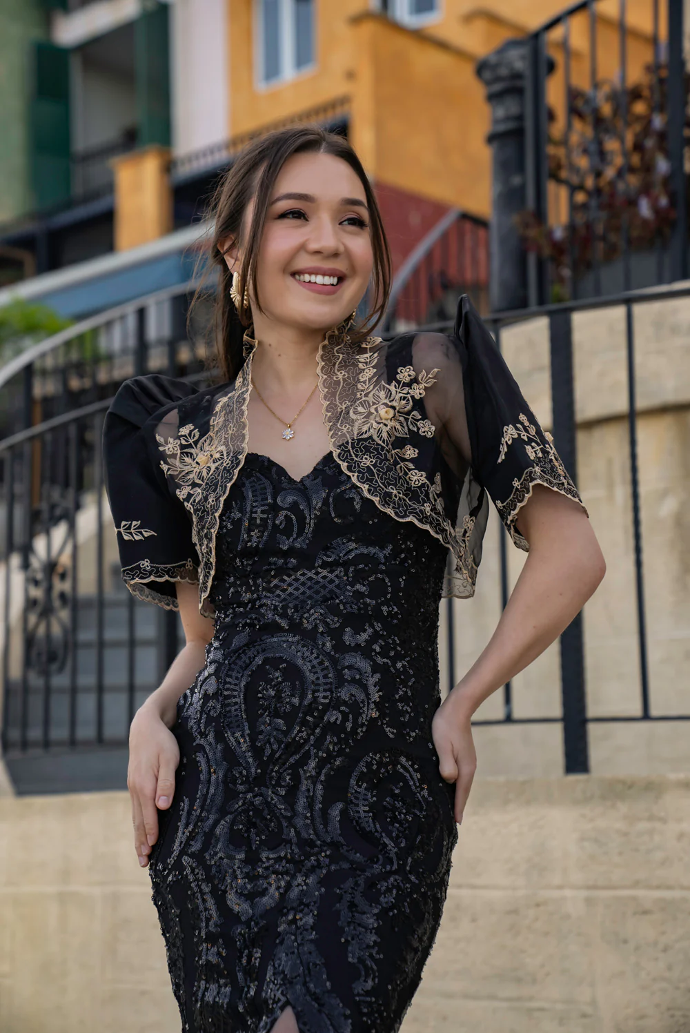 'Luisa' Bolero Filipiniana Sleeves (Black) - Image 15