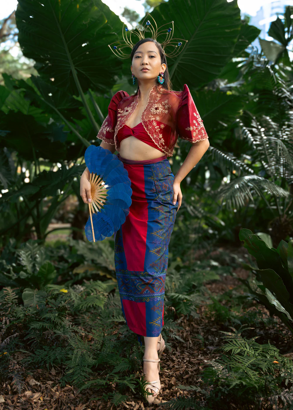 'Luisa' Bolero Filipiniana Sleeves (Burgundy) - Image 10