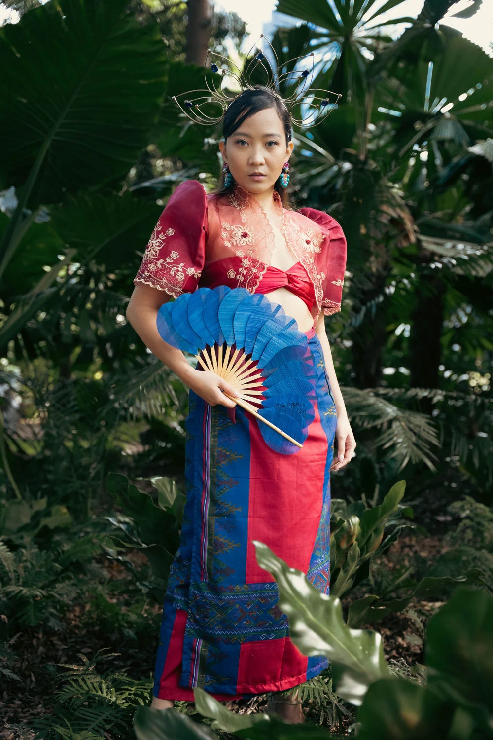 'Luisa' Bolero Filipiniana Sleeves (Burgundy) - Image 11