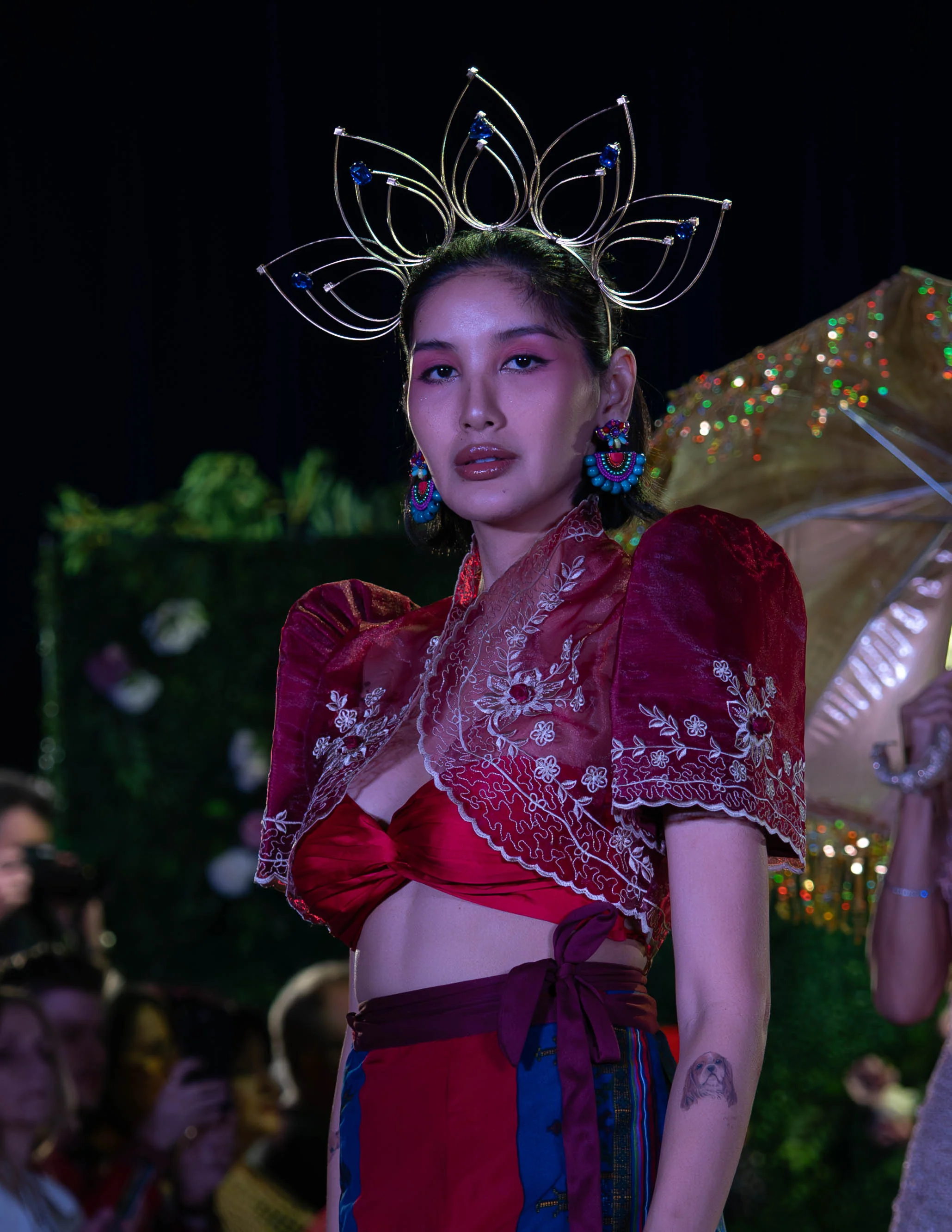 'Luisa' Bolero Filipiniana Sleeves (Burgundy) - Image 12