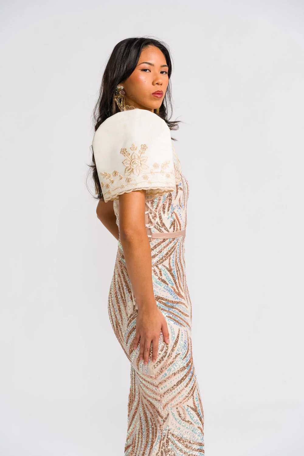 'Luisa' Bolero Filipiniana Sleeves (Cream) - Image 10