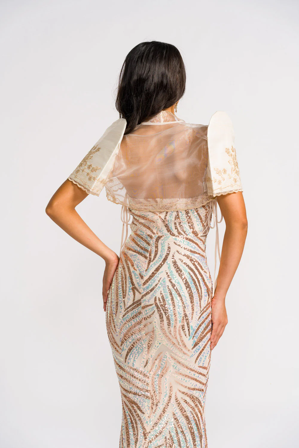 'Luisa' Bolero Filipiniana Sleeves (Cream) - Image 6