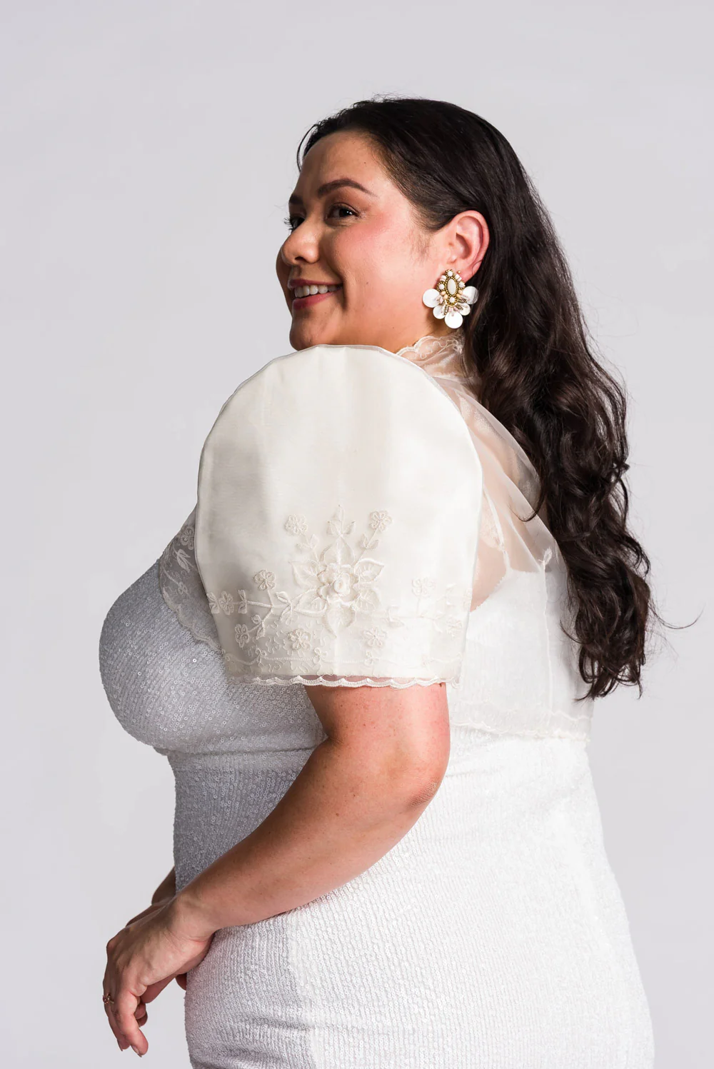 'Luisa' Bolero Filipiniana Sleeves (Ivory White) - Image 10