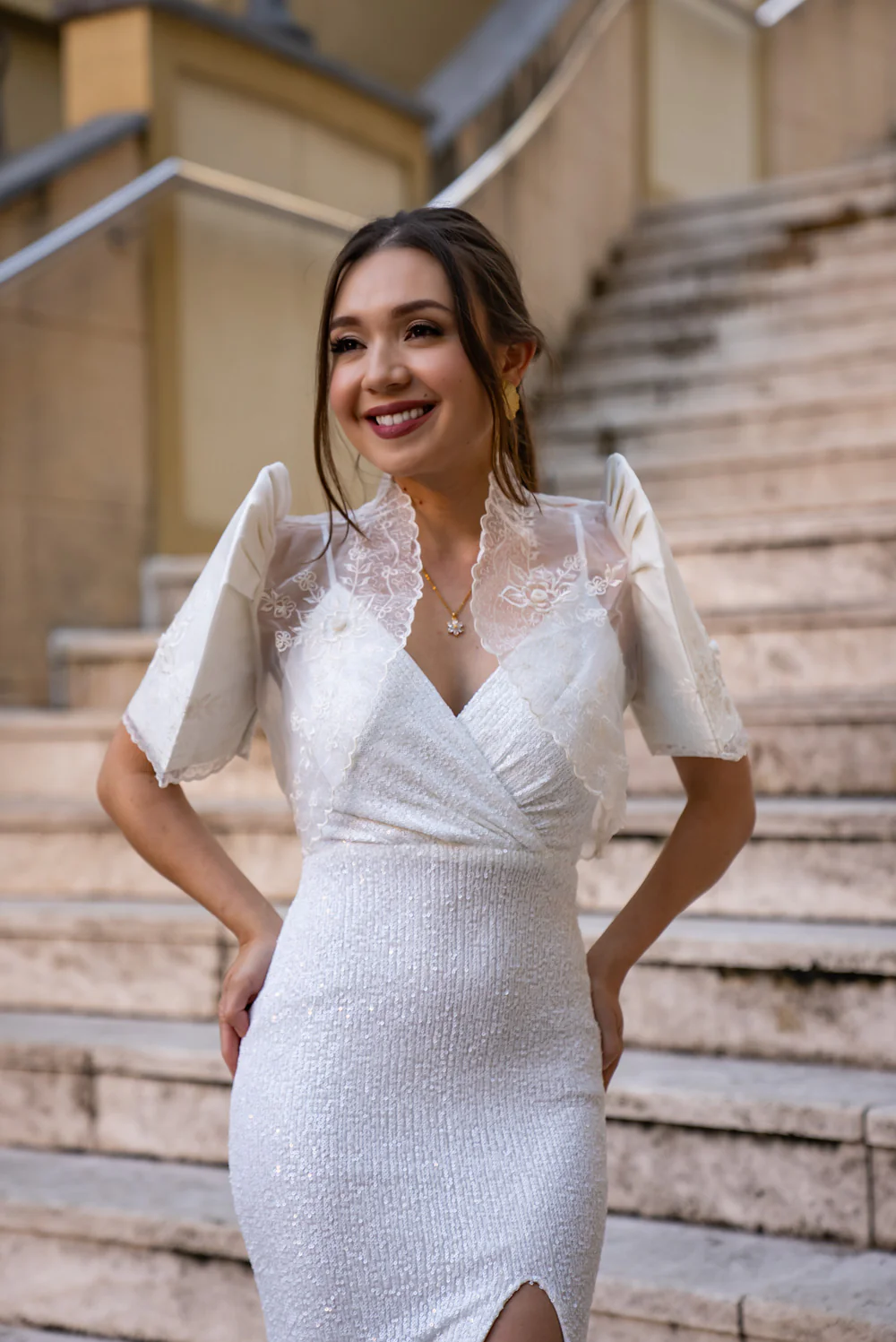 'Luisa' Bolero Filipiniana Sleeves (Ivory White) - Image 17