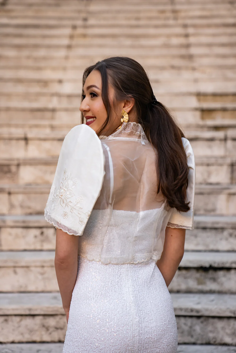 'Luisa' Bolero Filipiniana Sleeves (Ivory White) - Image 18