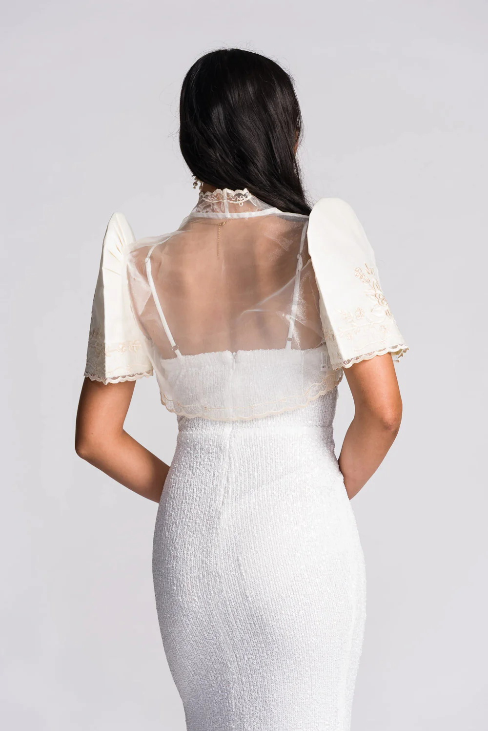 'Luisa' Bolero Filipiniana Sleeves (Ivory White) - Image 6