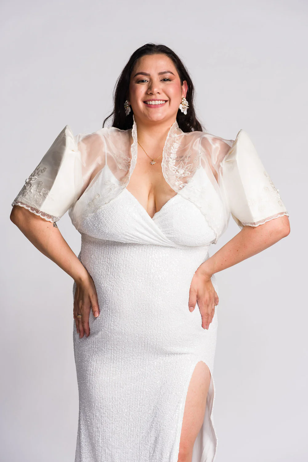 'Luisa' Bolero Filipiniana Sleeves (Ivory White) - Image 9