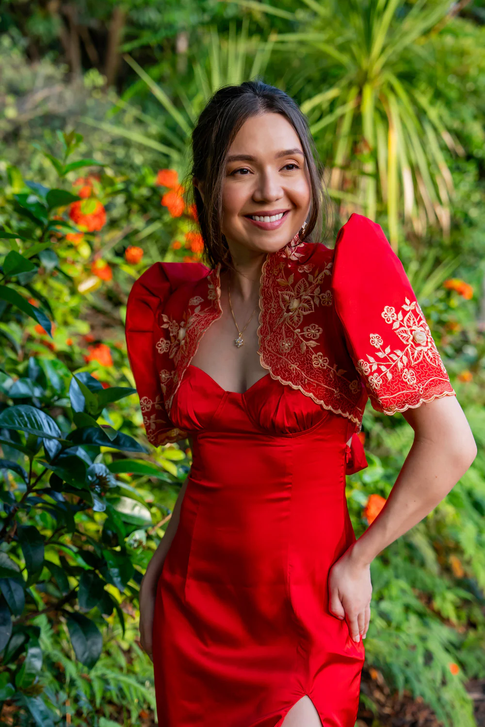'Luisa' Bolero Filipiniana Sleeves (Red) - Image 10