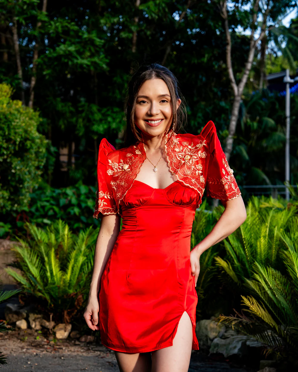 'Luisa' Bolero Filipiniana Sleeves (Red) - Image 16