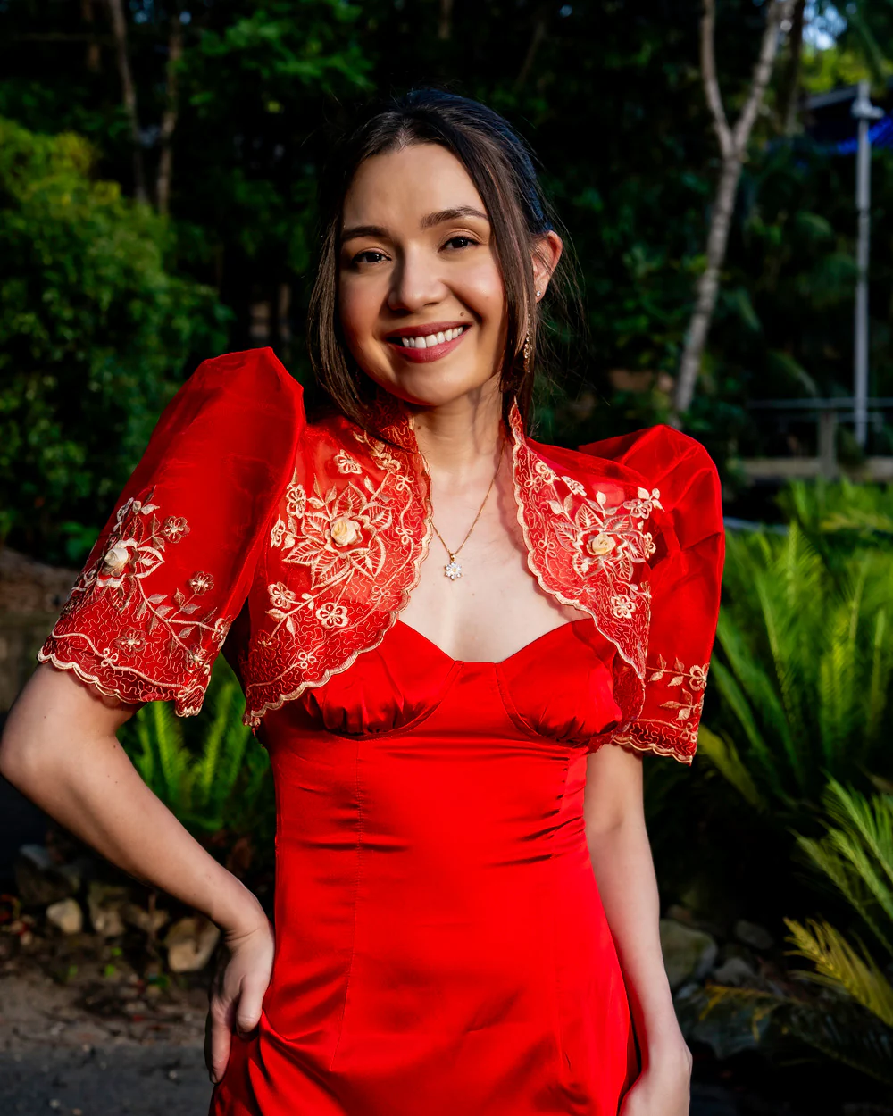 'Luisa' Bolero Filipiniana Sleeves (Red) - Image 8