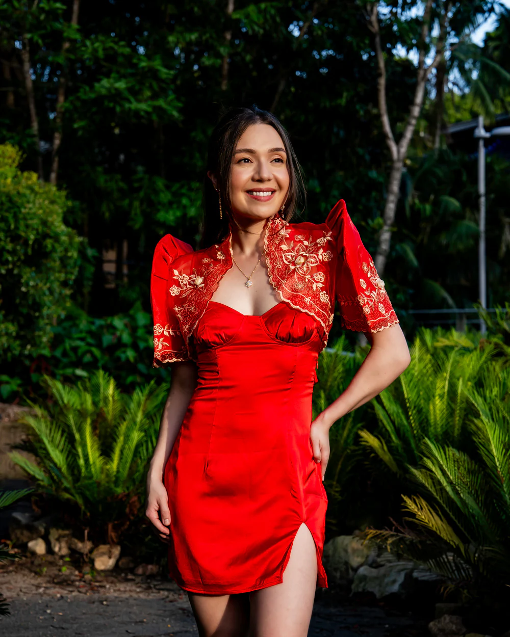 'Luisa' Bolero Filipiniana Sleeves (Red) - Image 9