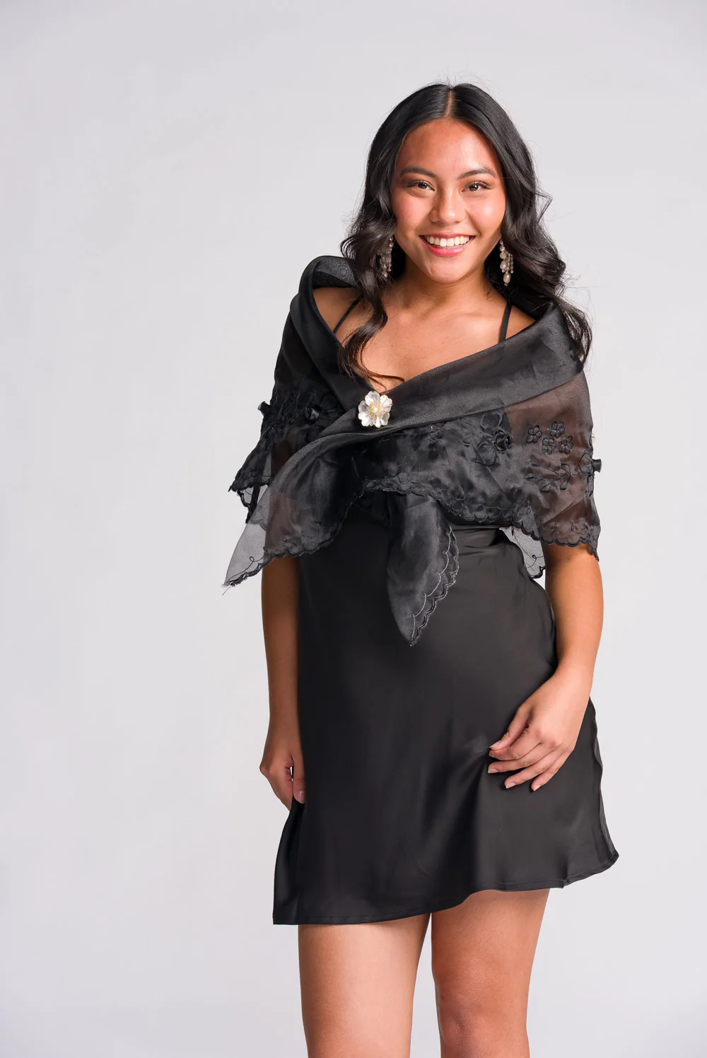 'Maria Clara' Filipiniana Alampay (Midnight Black) - Image 15