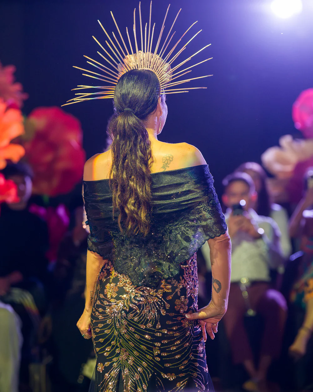 'Maria Clara' Filipiniana Alampay (Midnight Black) - Image 21