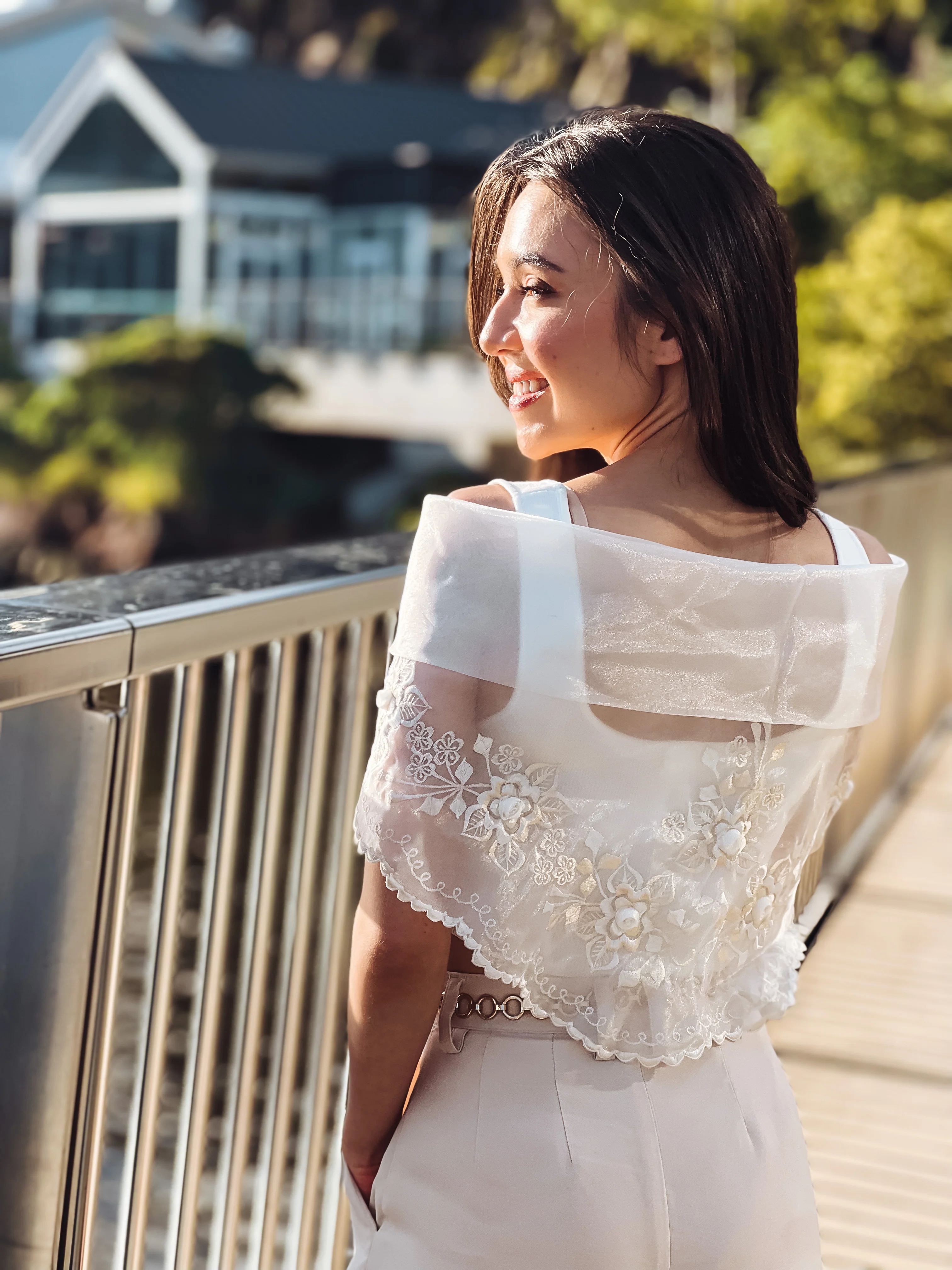 'Maria Clara' Filipiniana Alampay (Ivory White) - Image 15