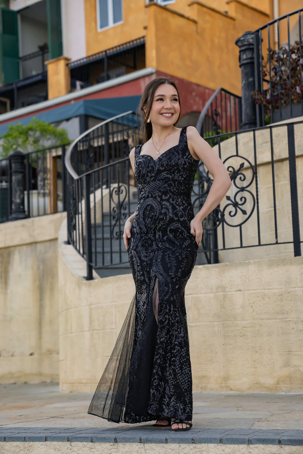 'Mayari' Sequin Mermaid Prom & Formal Gown (Black) - Image 4