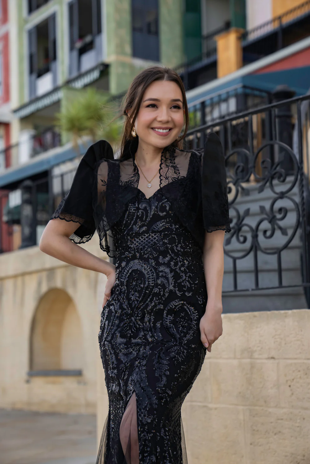 'Mayari' Sequin Mermaid Prom & Formal Gown (Black) - Image 5