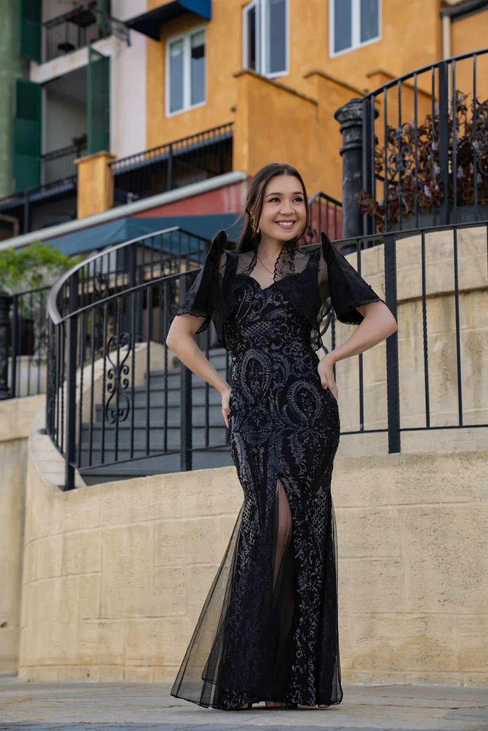 'Mayari' Sequin Mermaid Prom & Formal Gown (Black) - Image 8