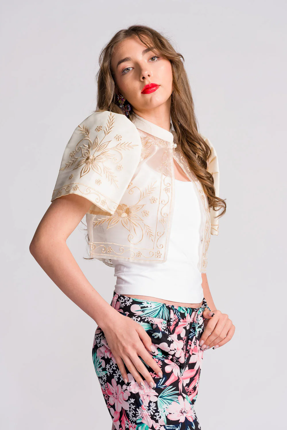 'Mutya' Filipiniana Bolero (Cream) - Image 6