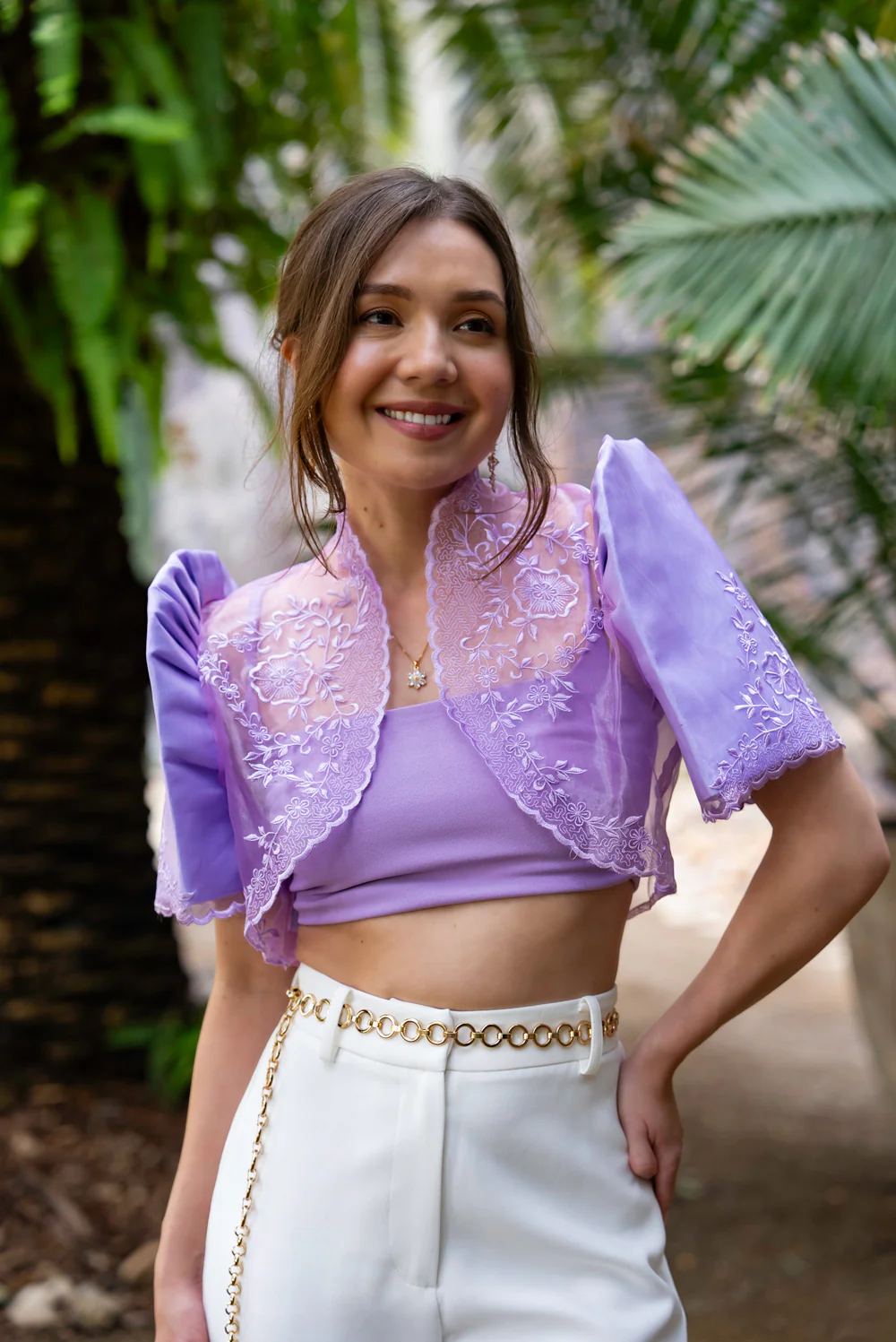'Nene' Bolero Filipiniana Sleeves (Lilac Purple) - Image 6