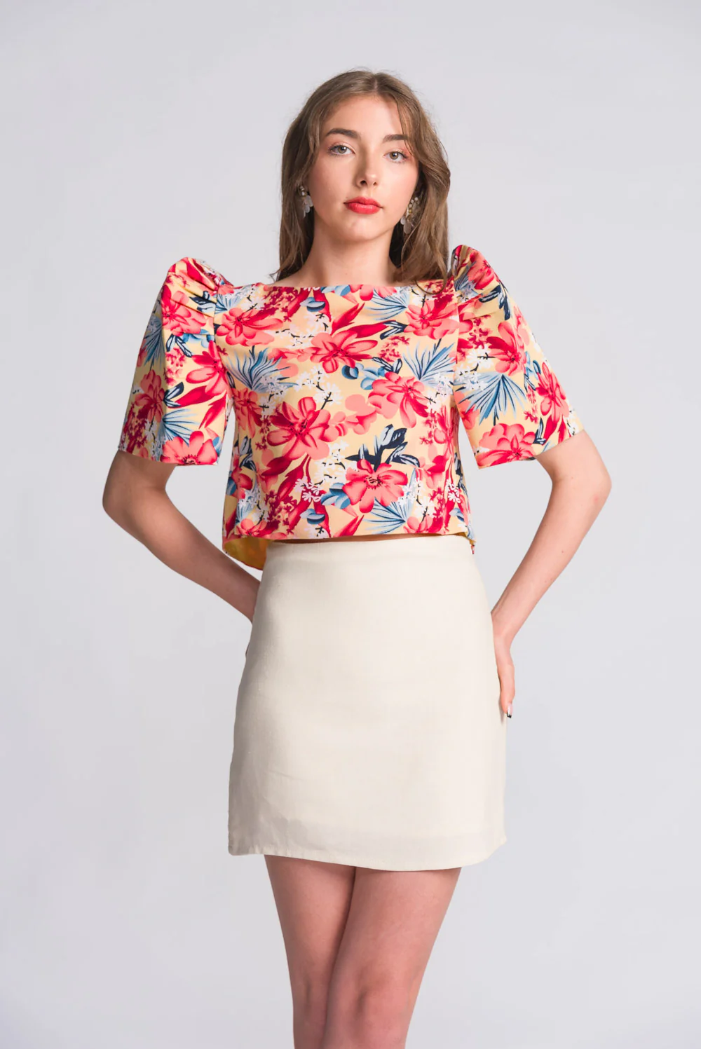 'Nida' Mini Skirt (Oat) - Image 4