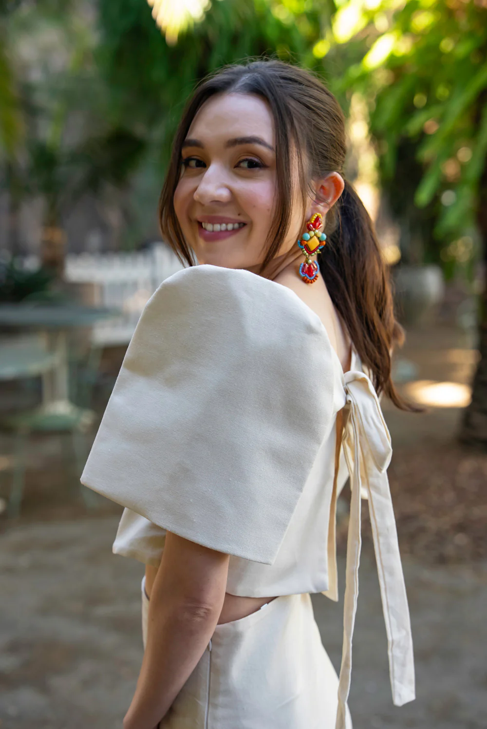 'Nida' Modern Filipiniana Top (Oat) - Image 17