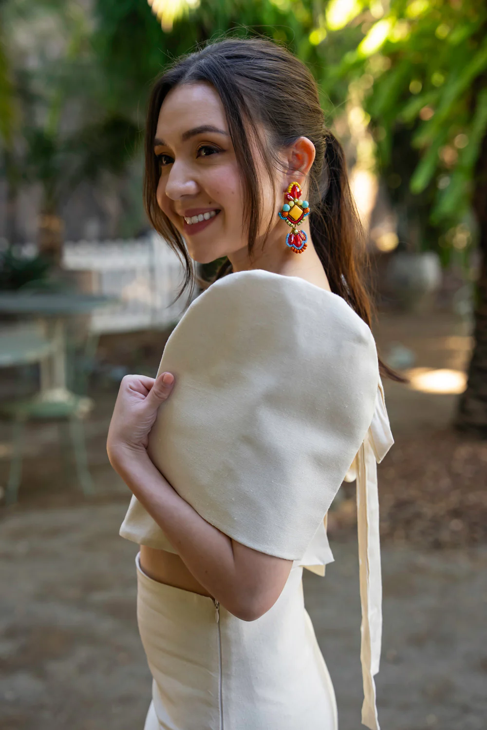 'Nida' Modern Filipiniana Top (Oat) - Image 19