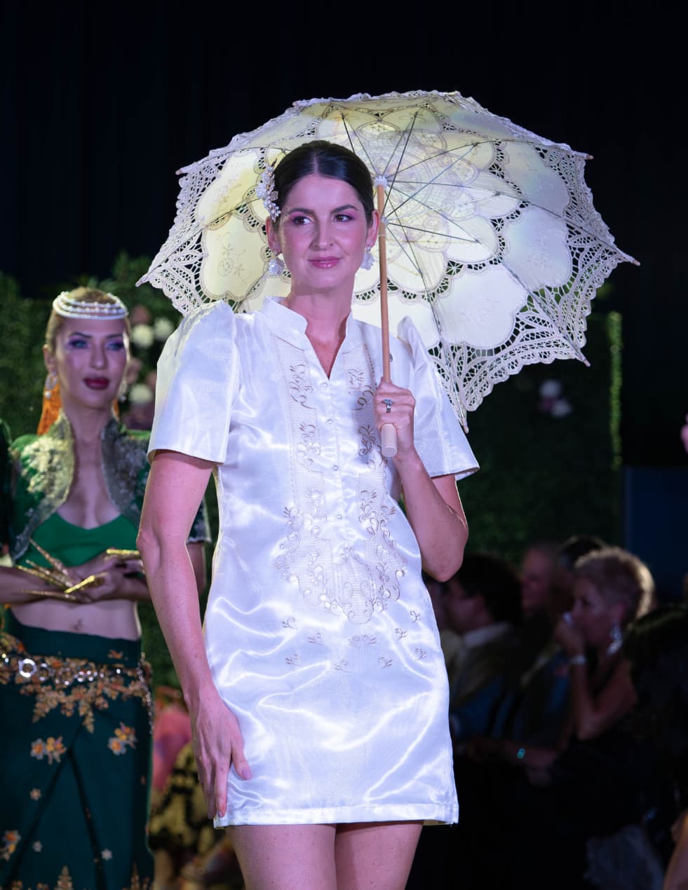 'Sol' Barong Dress – Cream, Organza (Filipiniana Sleeves) - Image 5