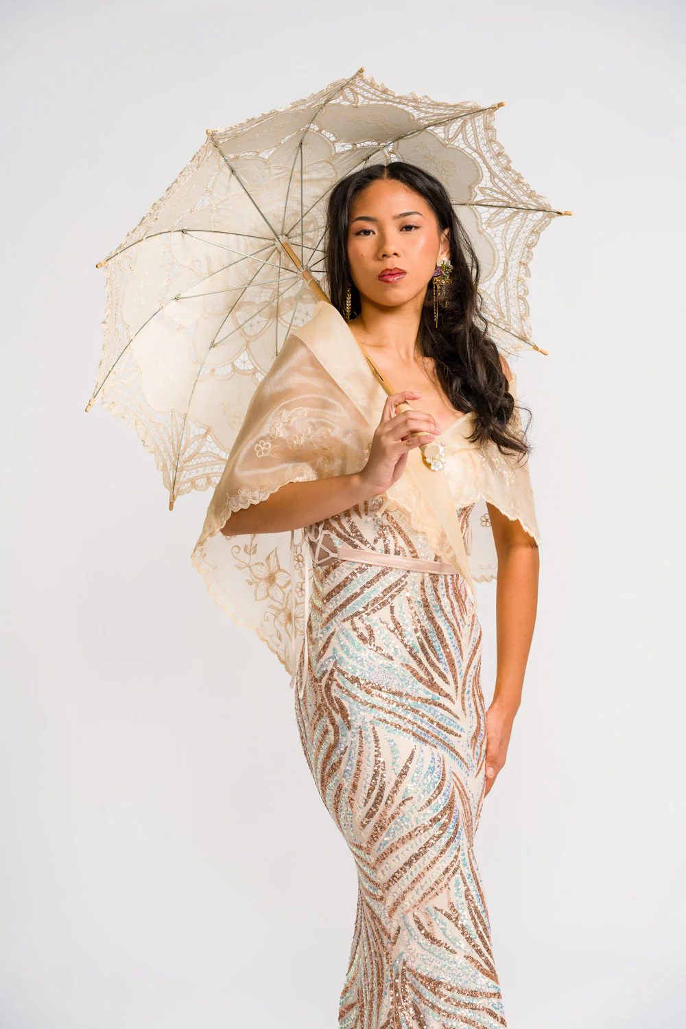 'Payong' Lace Parasol (Cream Beige) - Image 5