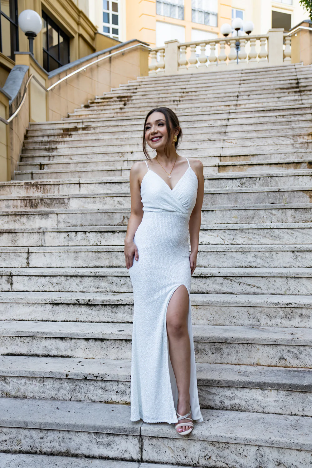 'Selene' Sequin Formal & Bridal Dress (Ivory White) - Image 17