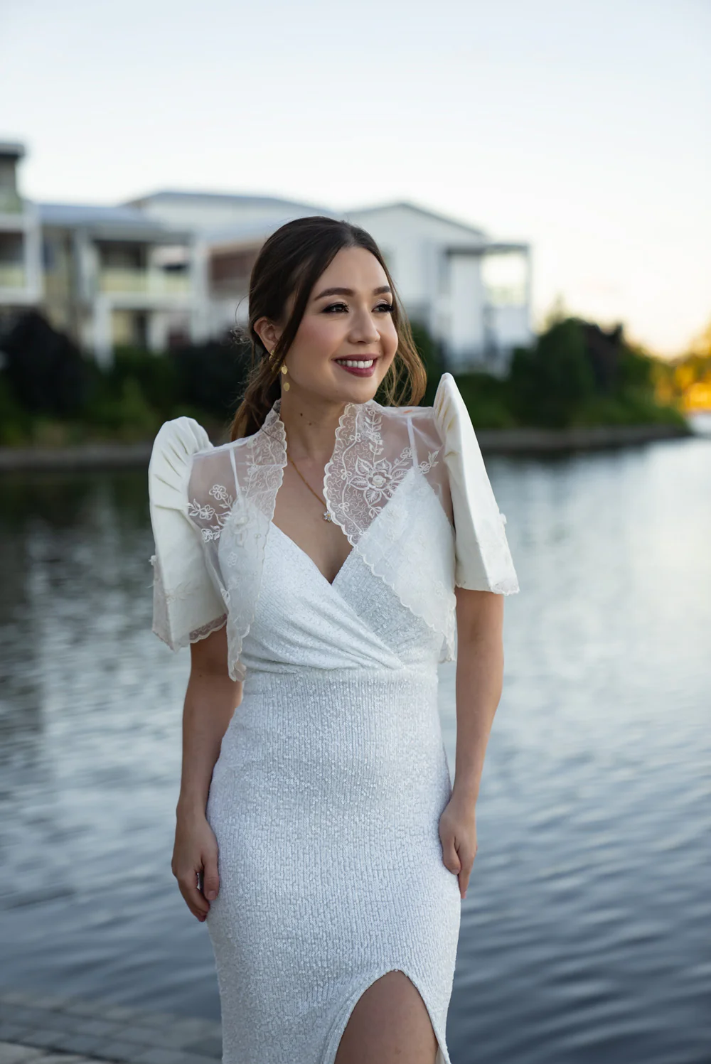 'Selene' Sequin Formal & Bridal Dress (Ivory White) - Image 18