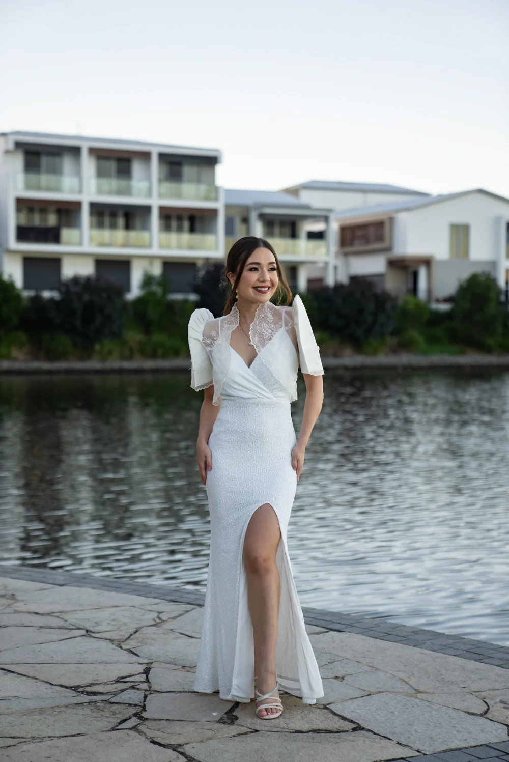 'Selene' Sequin Formal & Bridal Dress (Ivory White) - Image 19