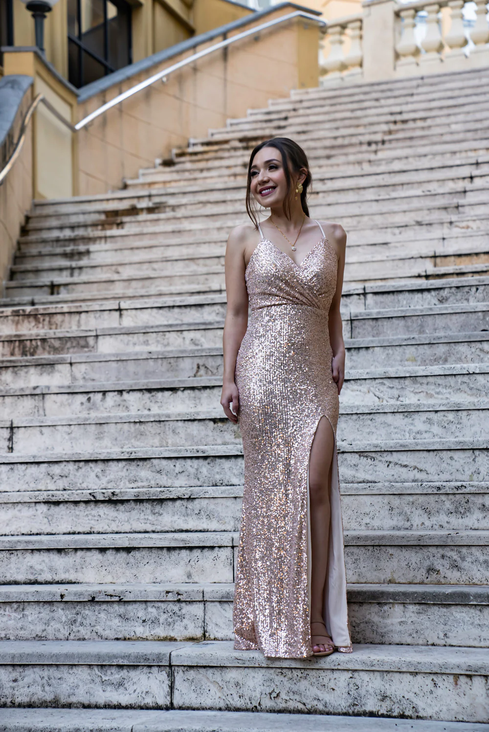 'Selene' Sequin Prom & Formal Dress (Rose Gold) - Image 10