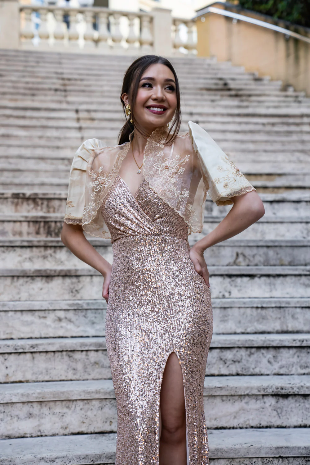 'Selene' Sequin Prom & Formal Dress (Rose Gold) - Image 13