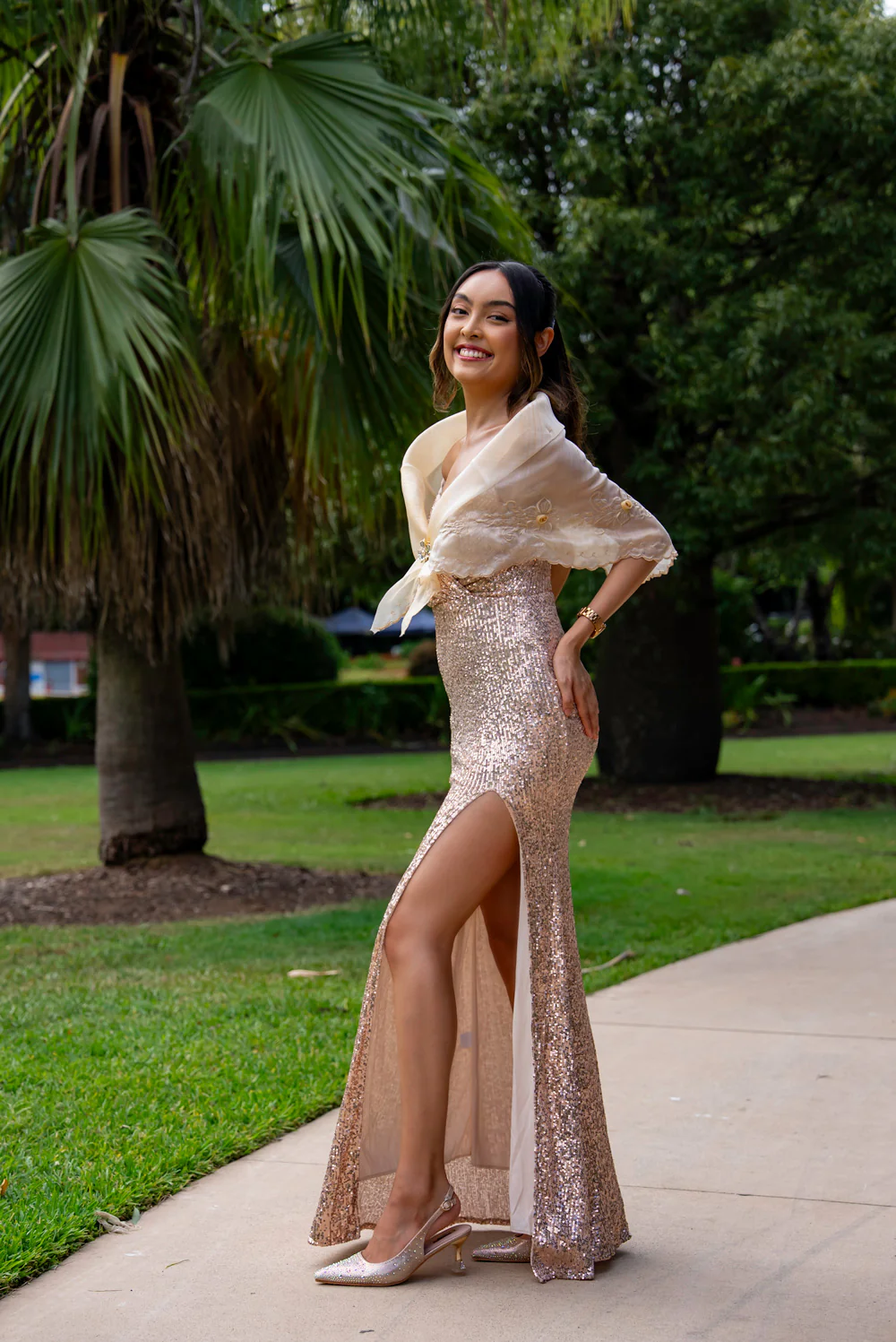'Selene' Sequin Prom & Formal Dress (Rose Gold) - Image 5