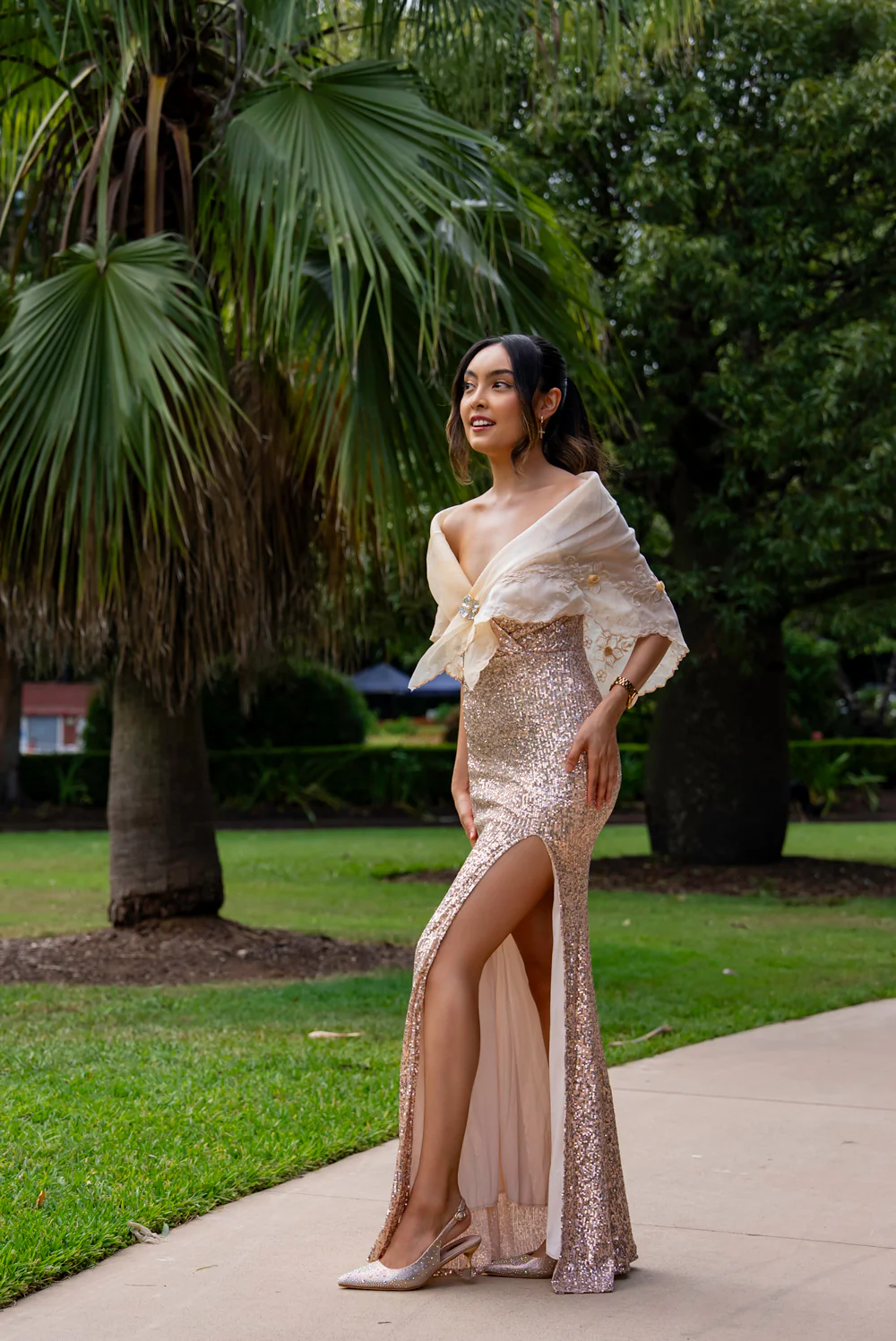 'Selene' Sequin Prom & Formal Dress (Rose Gold) - Image 6